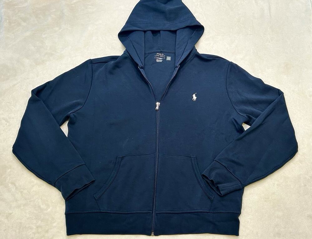 Polo Ralph Lauren Full Zip Double Knit Tech Hoodie Sweatshirt Blue Men’s Small